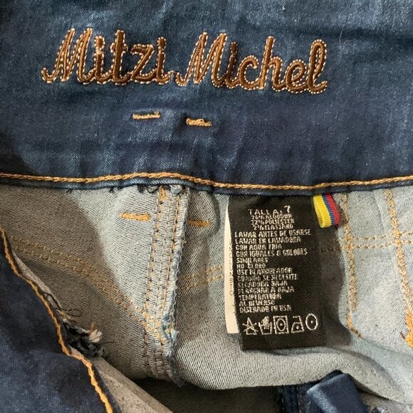 Mitzi Michel Sz 7 High Waisted 3-Button Stretch Skinny Jeans 9B - Picture 8 of 9